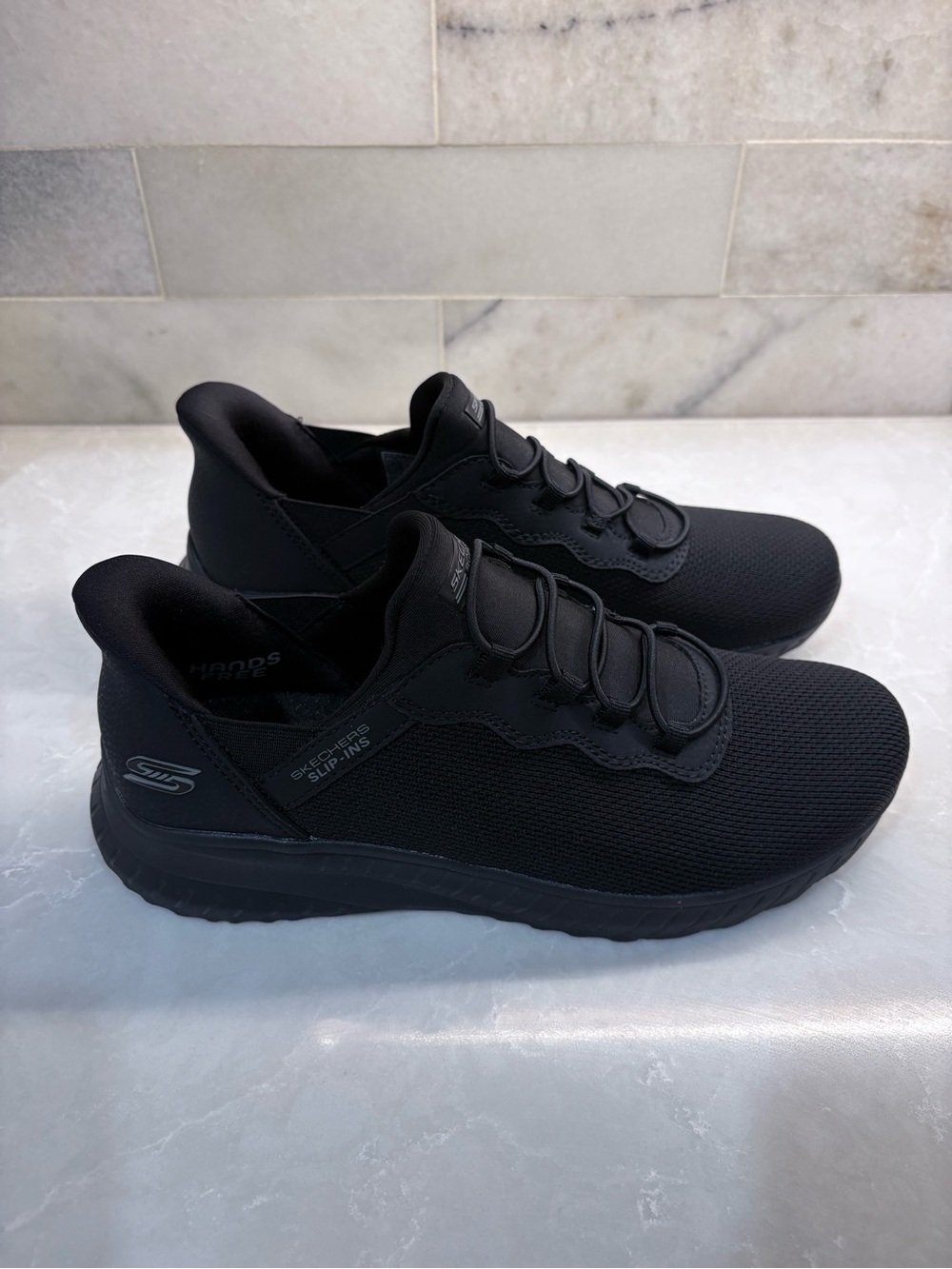 Skechers All-Black Slip-On Bobs Sport Athletic Trainers